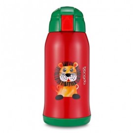 DA22 - C60 Children Stainless Steel Vacuum Cup With Straw 2 Caps 600ml (LAVA RED)