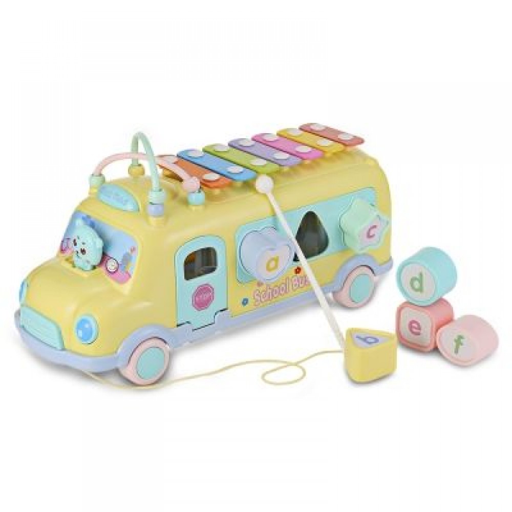 1022 - 9 Baby School Bus Toy Music Car with Percussion Piano Matching Blocks (CORN YELLOW) 1022 - 9 Baby School Bus Toy Music Car with Percussion Piano Matching Blocks (CORN YELLOW)