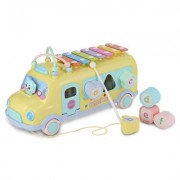 1022 - 9 Baby School Bus Toy Music Car with Percussion Piano Matching Blocks (CORN YELLOW)