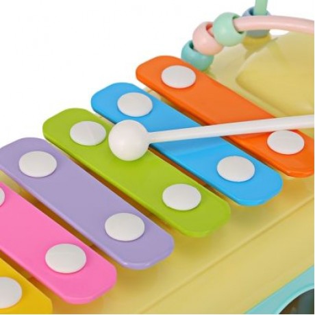 1022 - 9 Baby School Bus Toy Music Car with Percussion Piano Matching Blocks (CORN YELLOW)