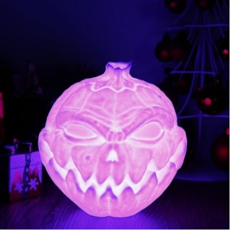 3D Printing Devil Pumpkin Face Light Night Lamp with Remote Control (WHITE)