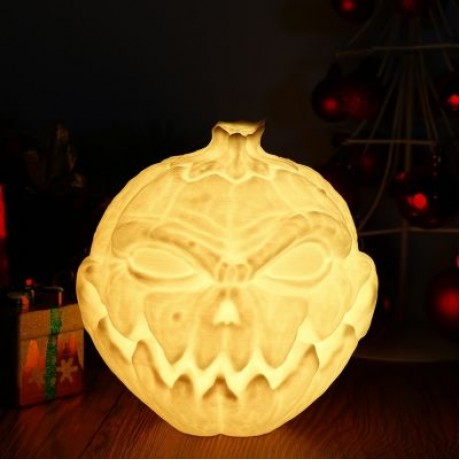 3D Printing Devil Pumpkin Face Light Night Lamp with Remote Control (WHITE)