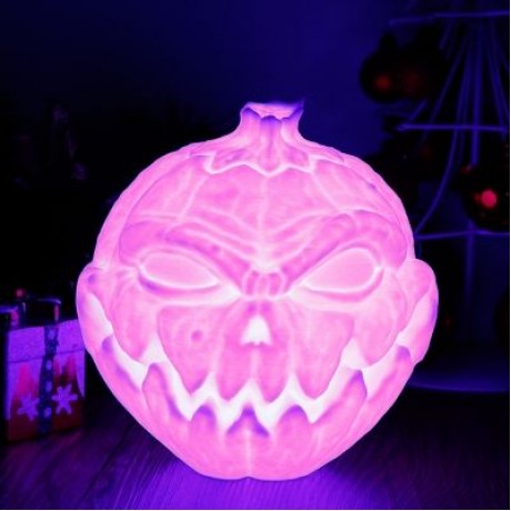 3D Printing Devil Pumpkin Face Lamp Night Light Remote Control  (WHITE)