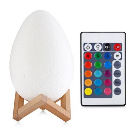 3D Printing Egg Lamp Night Light Remote Control for Bedroom (WHITE)