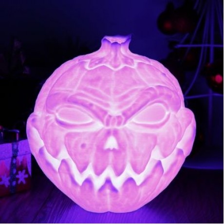3D Printing Devil Pumpkin Face Light Romantic Night Lamp Remote Control (WHITE)