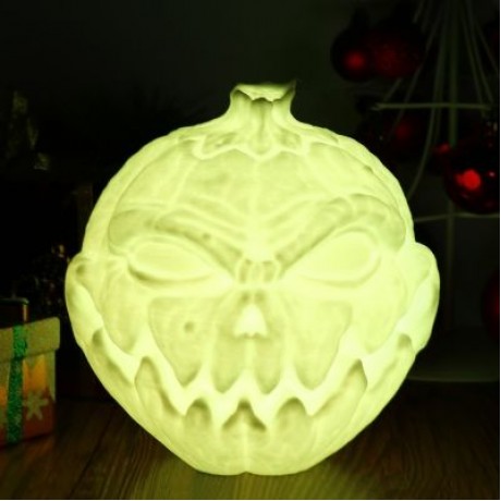 3D Printing Devil Pumpkin Face Light Romantic Night Lamp Remote Control (WHITE)