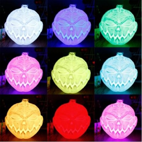 3D PRINTING DEVIL PUMPKIN FACE LIGHT NIGHT LAMP REMOTE CONTROL (WHITE)