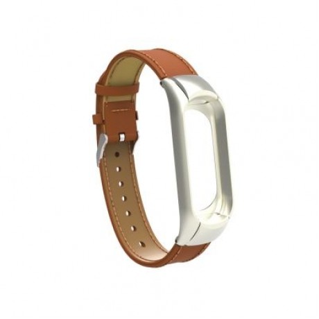 Genuine Leather Bracelet For Xiaomi Mi Band 3 Strap Watch (BROWN)