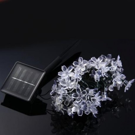 CHRISTMAS TREE DECORS 7M 50 LED SOLAR STRING LIGHT PEACH BLOSSOM SHAPE LAMP XMAS TREE ORNA