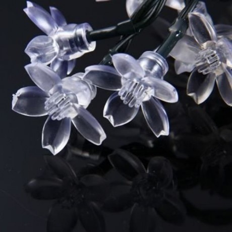 CHRISTMAS TREE DECORS 7M 50 LED SOLAR STRING LIGHT PEACH BLOSSOM SHAPE LAMP XMAS TREE ORNA