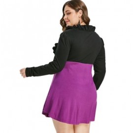 Plus Size Two Tone Lace Up Ruffle T-shirt (HELIOTROPE PURPLE)