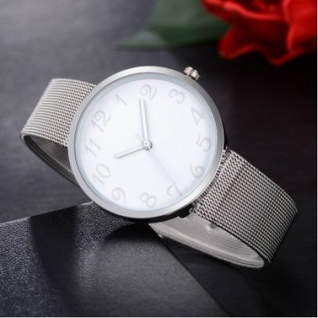 Lvpai P400 Women Quartz Wrist Watch Mesh Alloy Band Analog (WHITE)