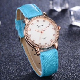 Disu DS071 Women Fashion Dial PU Band Quartz Wrist Watch (DAY SKY BLUE)