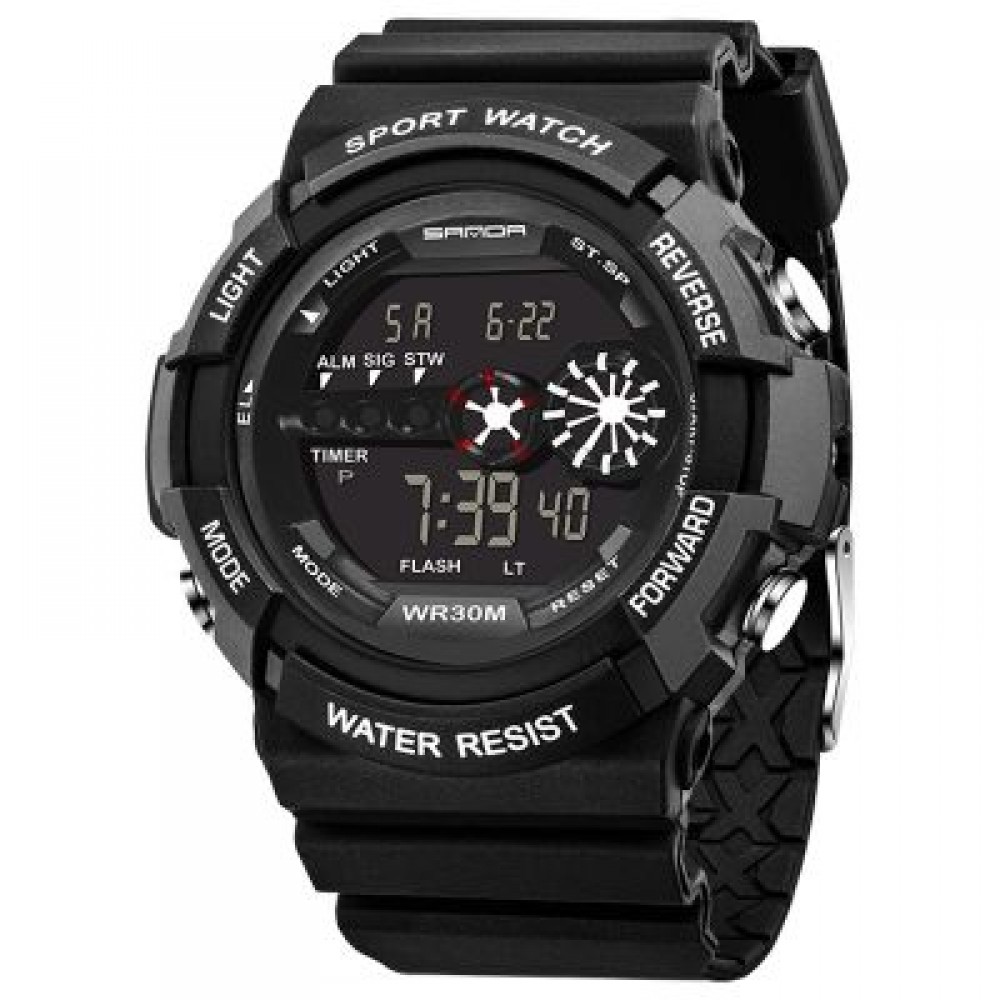 Sanda 320 5303 Multifunctional Sports Men Watch (BLACK)