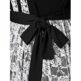 Plus Size Floral Lace Belted Dress (BLACK)