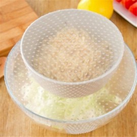 4 Sets of Silicone Food Cling Film Sealed Universal Bowl Cover OPP Bag Packaging (WHITE)