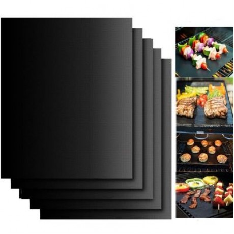Non-stick BBQ Mat Heat-resistant Grilling Sheet (BLACK)