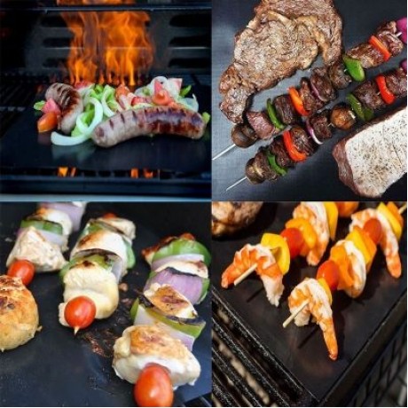 Non-stick BBQ Mat Heat-resistant Grilling Sheet (BLACK)