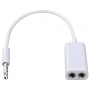 3.5mm Double Jack Splitter Audio Share Music Cable Adapter for Earphones (WHITE)