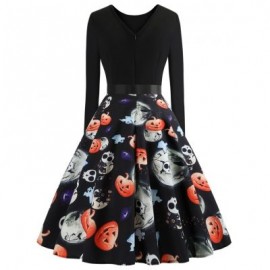 Plus Size Ghost Print Halloween Dress (BLACK)