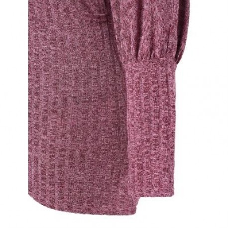 Plus Size Puff Sleeve Plunge Sweater (TULIP PINK)