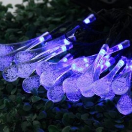 CHRISTMAS TREE DECORS 5M 20 LED SOLAR STRING LIGHT WATER DROP SHAPE LAMP XMAS TREE ORNAMEN