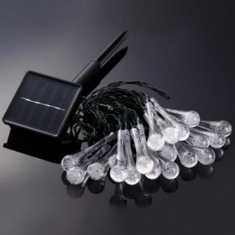 CHRISTMAS TREE DECORS 5M 20 LED SOLAR STRING LIGHT WATER DROP SHAPE LAMP XMAS TREE ORNAMEN