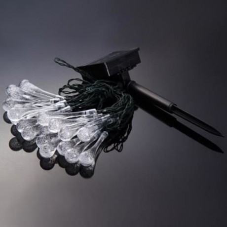 CHRISTMAS TREE DECORS 5M 20 LED SOLAR STRING LIGHT WATER DROP SHAPE LAMP XMAS TREE ORNAMEN