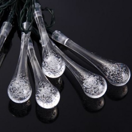 CHRISTMAS TREE DECORS 5M 20 LED SOLAR STRING LIGHT WATER DROP SHAPE LAMP XMAS TREE ORNAMEN