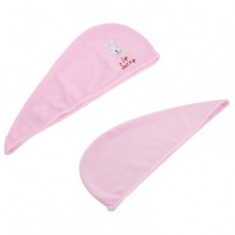 Cartoon Rabbit Super Absorbent Fiber Dry Hair Cap Towel 2PCS (PINK)