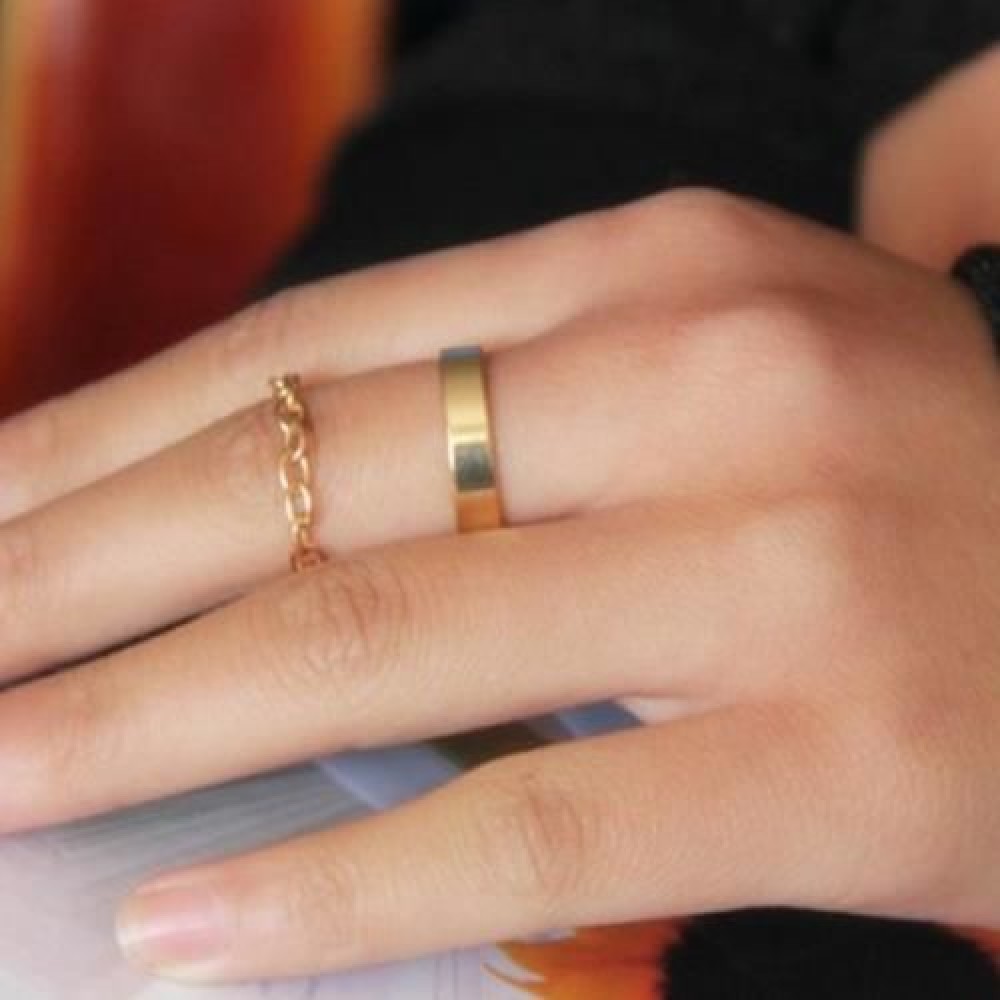 2PCS STYLISH SOLID COLOR WOMEN'S RINGS (GOLDEN)