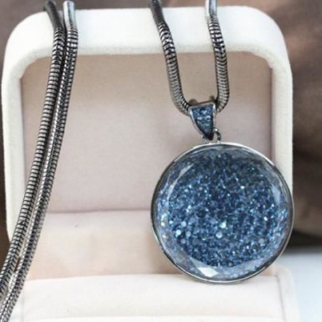 STYLISH WOMEN'S CRYSTAL ROUND SWEATER CHAIN NECKLACE (COLOR ASSORTED)