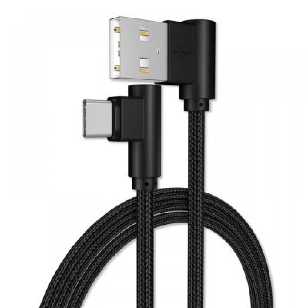 1M USB Type-C Cable Nylon Cord Durability High Speed (BLACK)