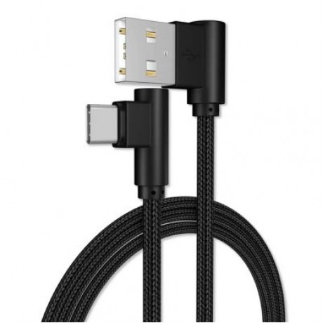 1M USB Type-C Cable Nylon Cord Durability High Speed (BLACK)