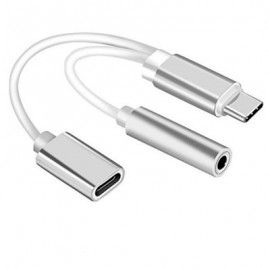 2 in 1 USB C Type C to 3.5mm Headphone Audio Aux Jack Charge Adapter Cable Converter for X