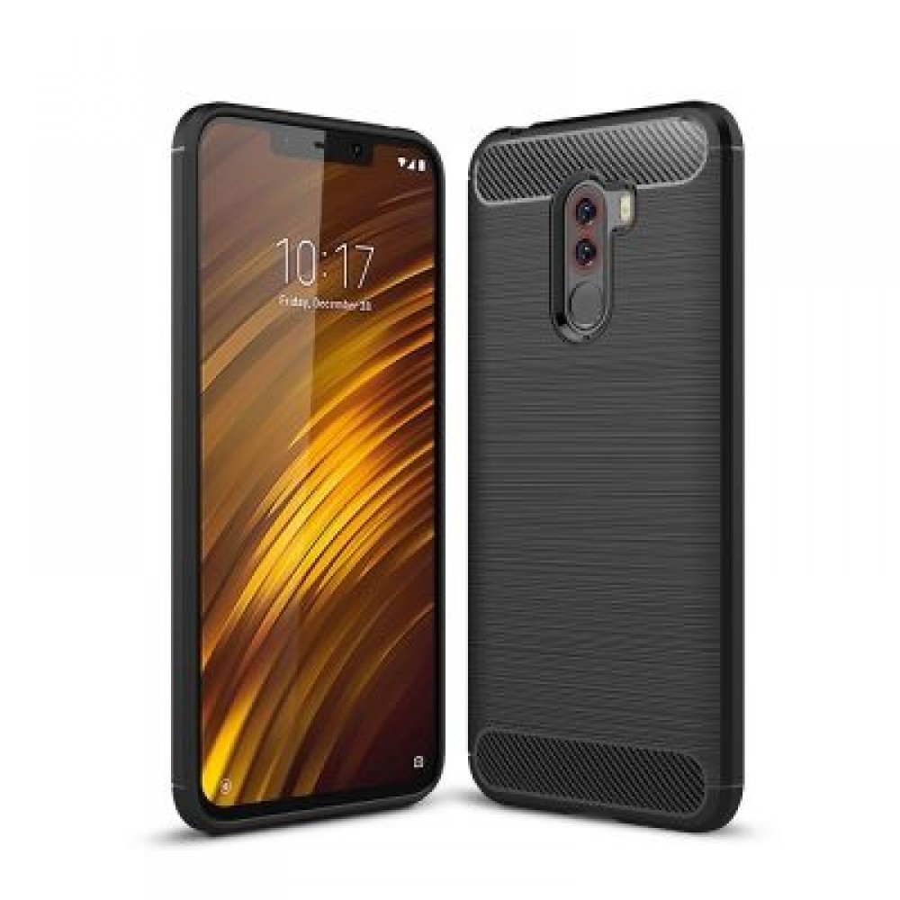 Luxury Carbon Fiber TPU Soft Case for Xiaomi Pocophone F1 (BLACK)