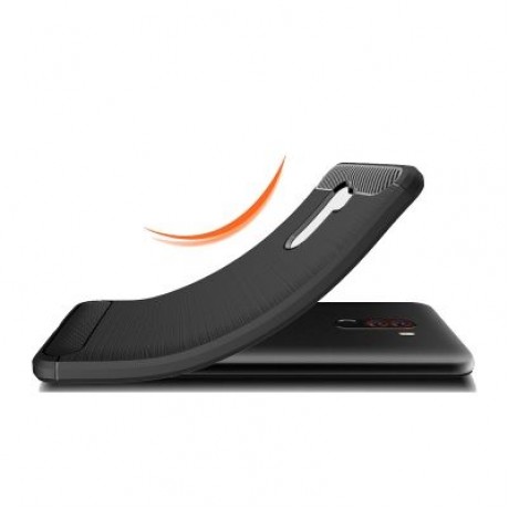 Luxury Carbon Fiber TPU Soft Case for Xiaomi Pocophone F1 (BLACK)