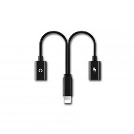2-in-1 Adapter Double Headphone Audio Charge for iPhone X/8/8 Plus/7/7 Plus (BLACK)