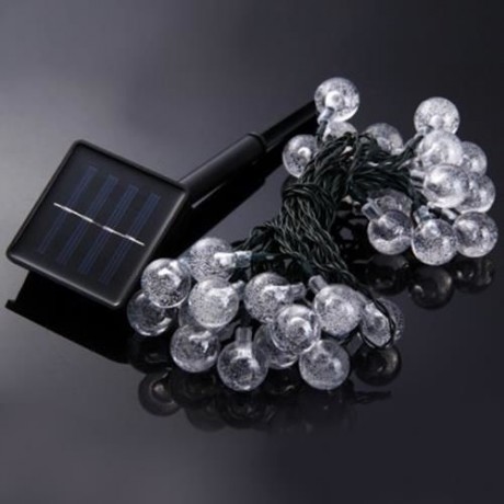 CHRISTMAS TREE DECORS 6M 30 LED SOLAR STRING LIGHT BUBBLE SHAPE LAMP XMAS TREE ORNAMENT (W