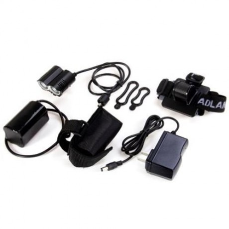 DARK KNIGHT LR-2 LED CYCLING LAMP 4 MODES HEADLAMP BIKE HANDLEBAR LIGHT - EU PLUG (BLACK)