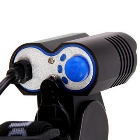 DARK KNIGHT LR-2 LED CYCLING LAMP 4 MODES HEADLAMP BIKE HANDLEBAR LIGHT - EU PLUG (BLACK)