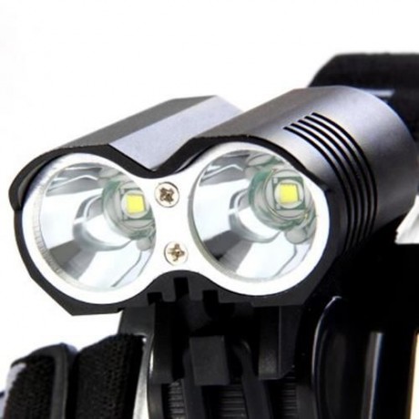 DARK KNIGHT LR-2 LED CYCLING LAMP 4 MODES HEADLAMP BIKE HANDLEBAR LIGHT - EU PLUG (BLACK)