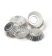 6PCS Aluminum Thick Lace Round Egg Tart Bake Cake Mold (SILVER)