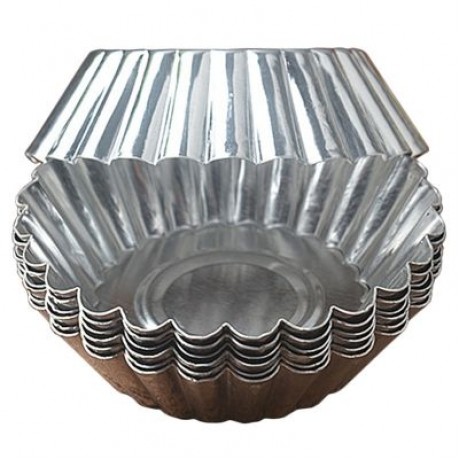 6PCS Aluminum Thick Lace Round Egg Tart Bake Cake Mold (SILVER)