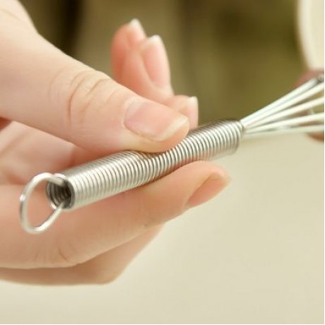 STAINLESS STEEL MINI ROTATING WHISK EGG BEATER KITCHEN TOOL (SILVER)