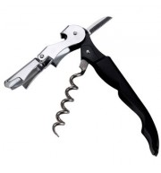 Double Hinged Corkscrew Hippocampus Knife Wine Bottle Opener Waiters Beer Key (BLACK)