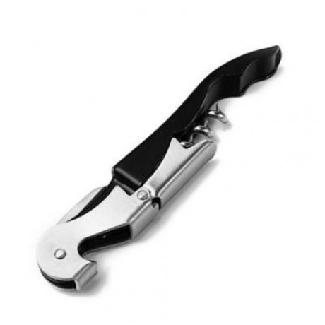 Double Hinged Corkscrew Hippocampus Knife Wine Bottle Opener Waiters Beer Key (BLACK)