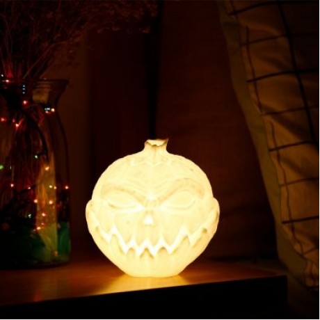 3D Printing Devil Pumpkin Face Light Patting Night Lamp for Halloween (WHITE)
