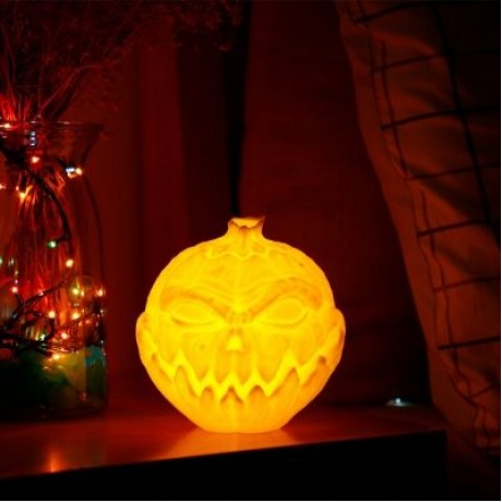3D Printing Devil Pumpkin Face Light Patting Night Lamp for Halloween (WHITE)