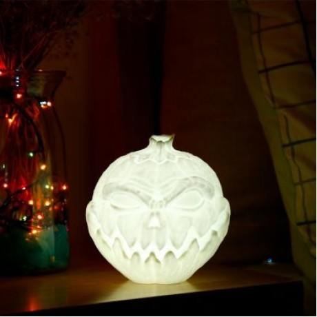 3D Printing Devil Pumpkin Face Light Patting Night Lamp for Halloween (WHITE)